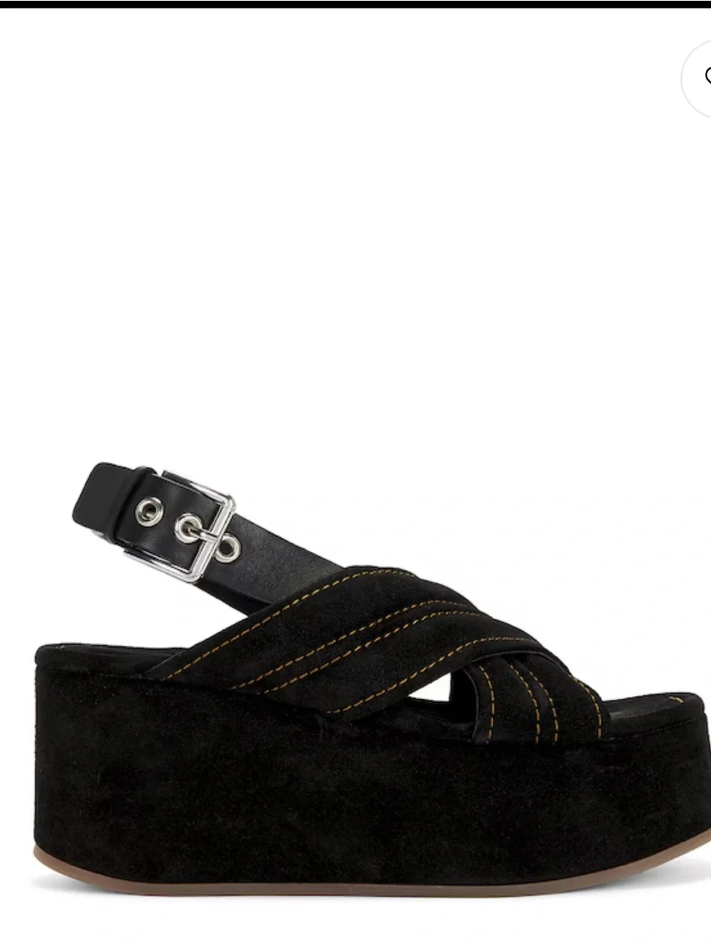 Free People Beach Party Platform Sandal in Black Suede Size 7.5